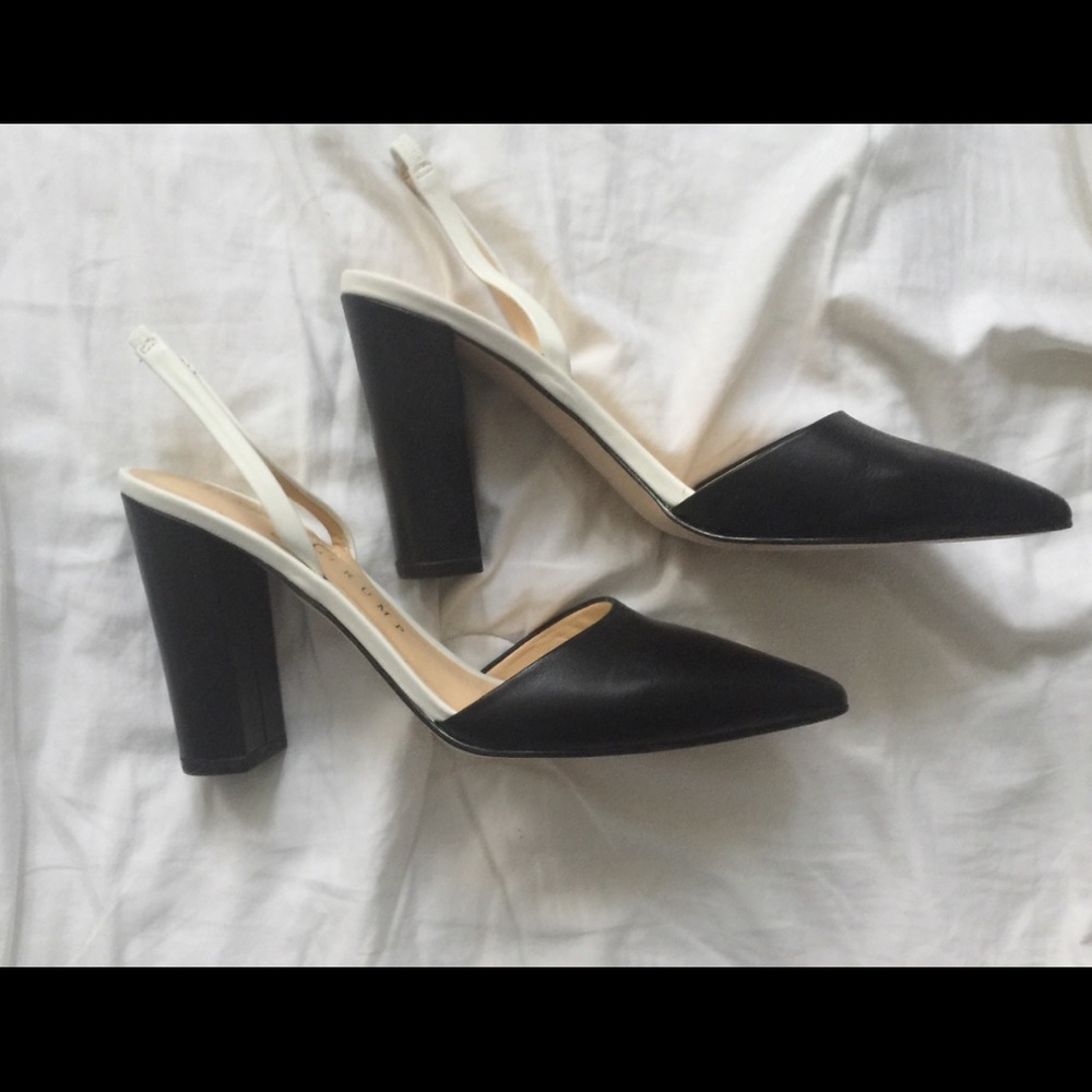Brand new sling back heel black and white